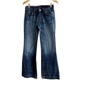 7 For All Mankind Dojo Flare Jeans Size 27 Patch Pockets Medium Wash Y2K 90’s